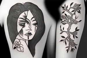 Tree with woman’s face Japanese style tattoo idea