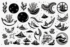 minimalist tattoo that relates when it is snowing and the sea waves tattoo idea