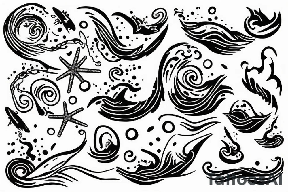 minimalist tattoo that relates when it is snowing and the sea waves tattoo idea