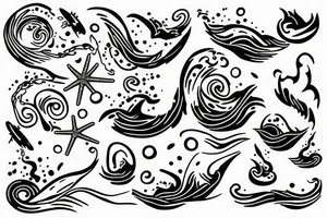 minimalist tattoo that relates when it is snowing and the sea waves tattoo idea