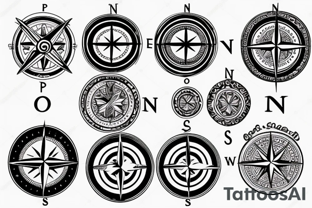 Compass with the letters O and N tattoo idea