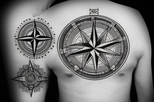 Compass with the letters O and N tattoo idea