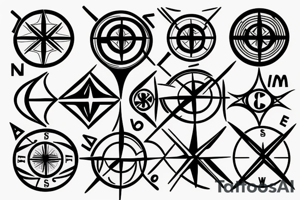 Compass with the letters O and N tattoo idea
