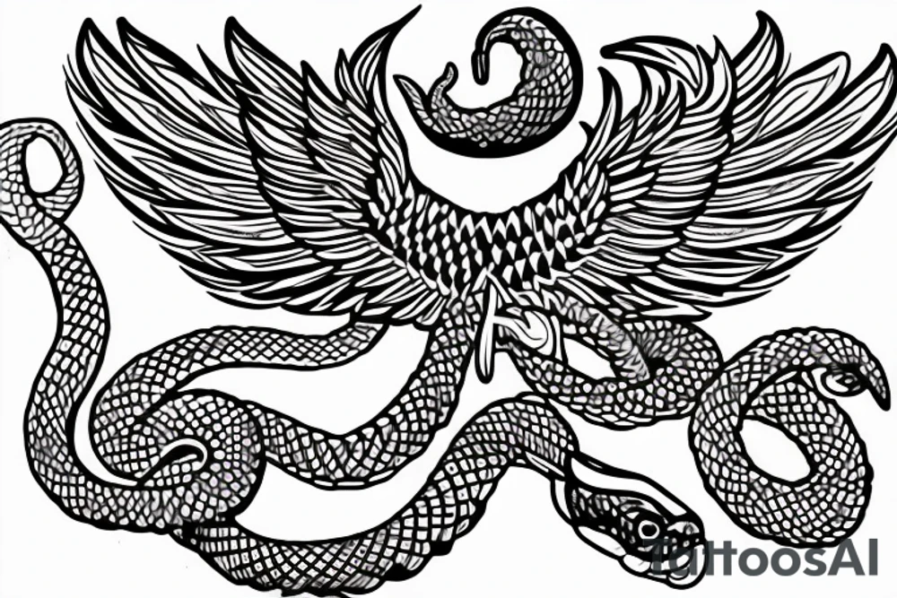 Snake, wings, greece tattoo idea