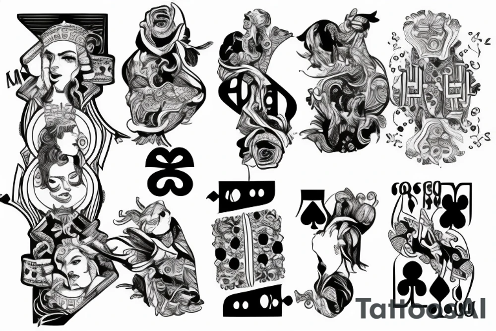 queen of clubs king of clubs tattoo idea