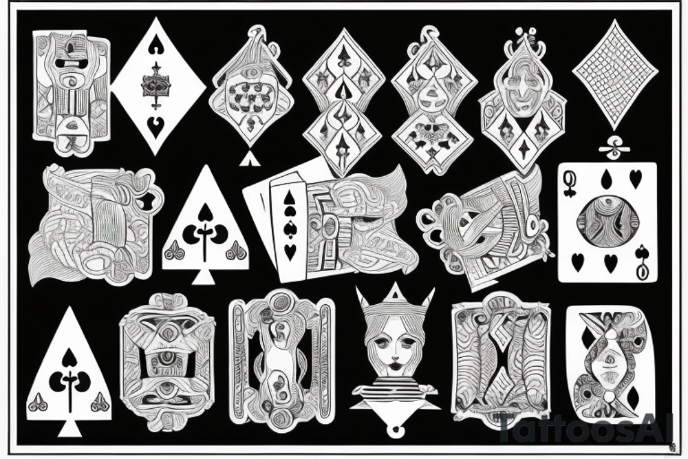 queen of clubs king of clubs tattoo idea