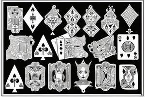 queen of clubs king of clubs tattoo idea