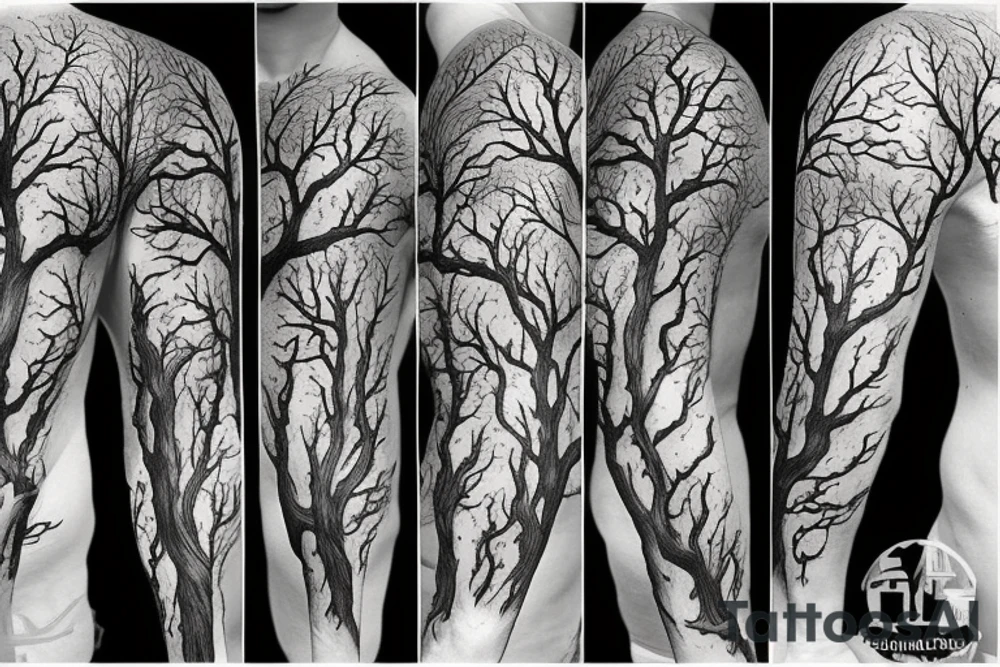 tree on fire tattoo idea