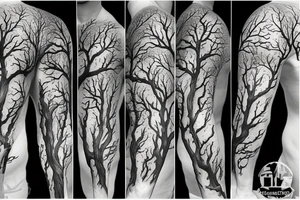 tree on fire tattoo idea