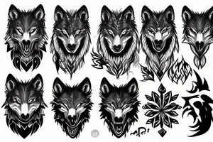 An artistic wolf runing and howling tattoo idea