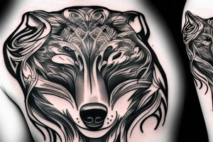 An artistic wolf runing and howling tattoo idea