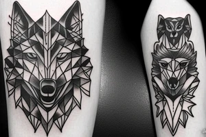 An artistic wolf runing and howling tattoo idea
