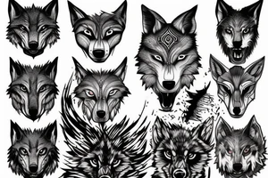 An artistic wolf runing and howling tattoo idea