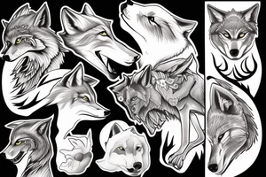 An artistic wolf runing and howling tattoo idea