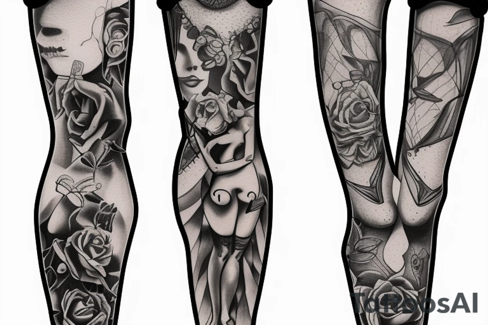 a couple, one to be at a male leg and other to be at female leg tattoo idea