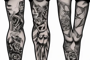 a couple, one to be at a male leg and other to be at female leg tattoo idea