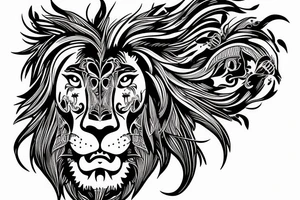 Lion with half its skull showing tattoo idea