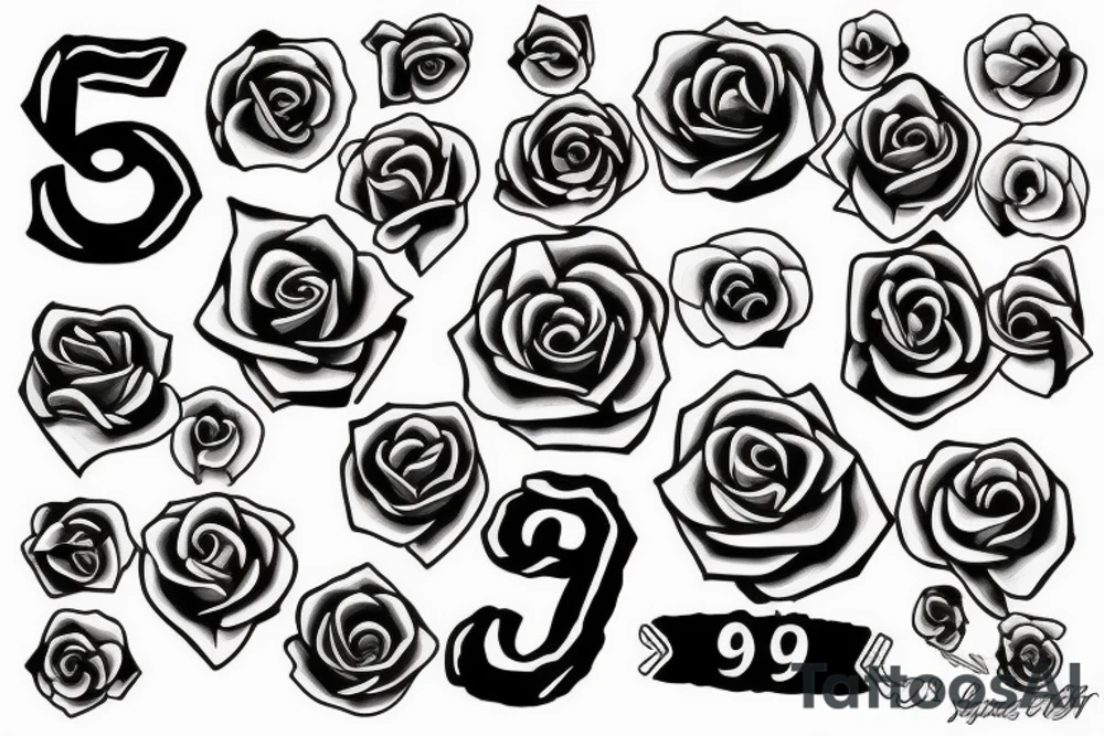 A rose with the numbers 999 tattoo idea