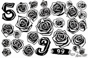 A rose with the numbers 999 tattoo idea
