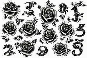 A rose with the numbers 999 tattoo idea