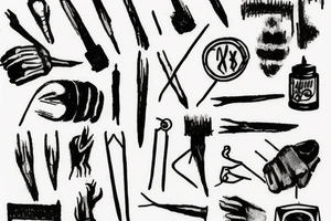 nail in stick and poke design tattoo idea