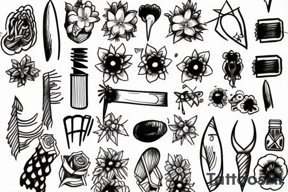 nail in stick and poke design tattoo idea