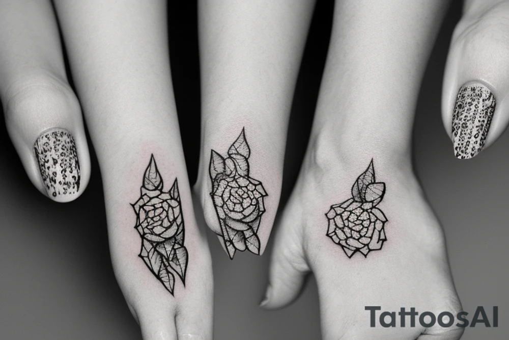 nail in stick and poke design tattoo idea