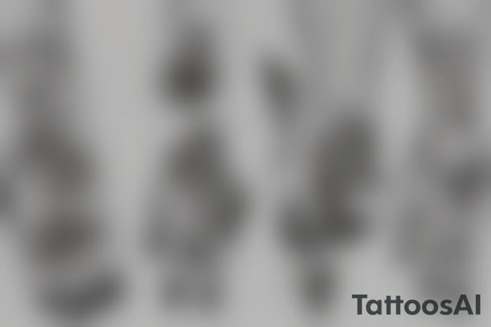 nail in stick and poke design tattoo idea