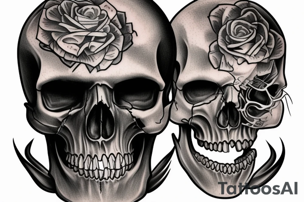 Tech human skull tattoo idea