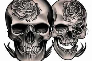 Tech human skull tattoo idea