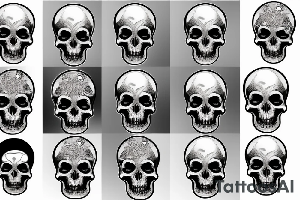Technologic human skull tattoo idea