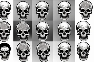 Technologic human skull tattoo idea