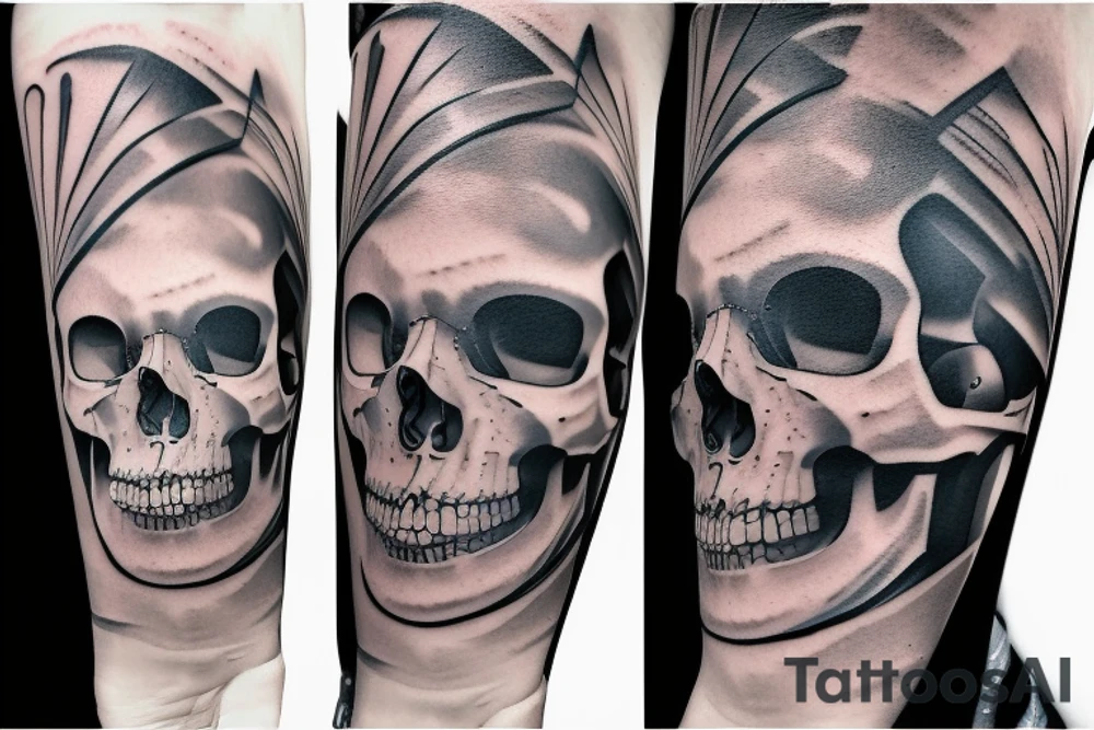 Technologic human skull tattoo idea