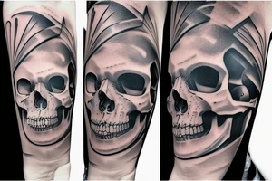 Technologic human skull tattoo idea