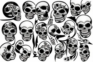 Technologic skull tattoo idea