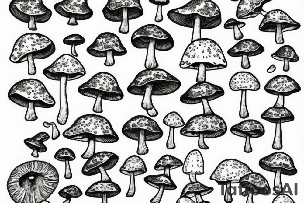 fly agaric mushrooms tattoo idea