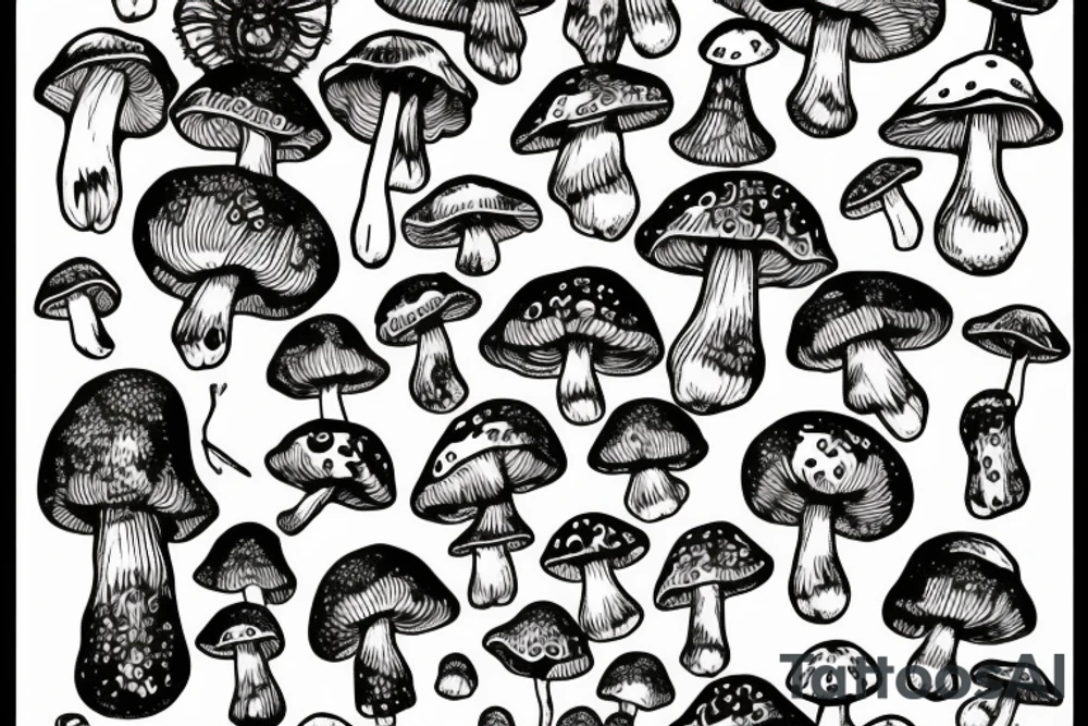 fly agaric mushrooms tattoo idea