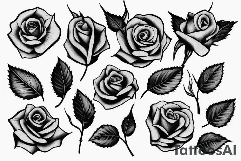 a rose with three leaves tattoo idea