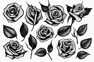 a rose with three leaves tattoo idea