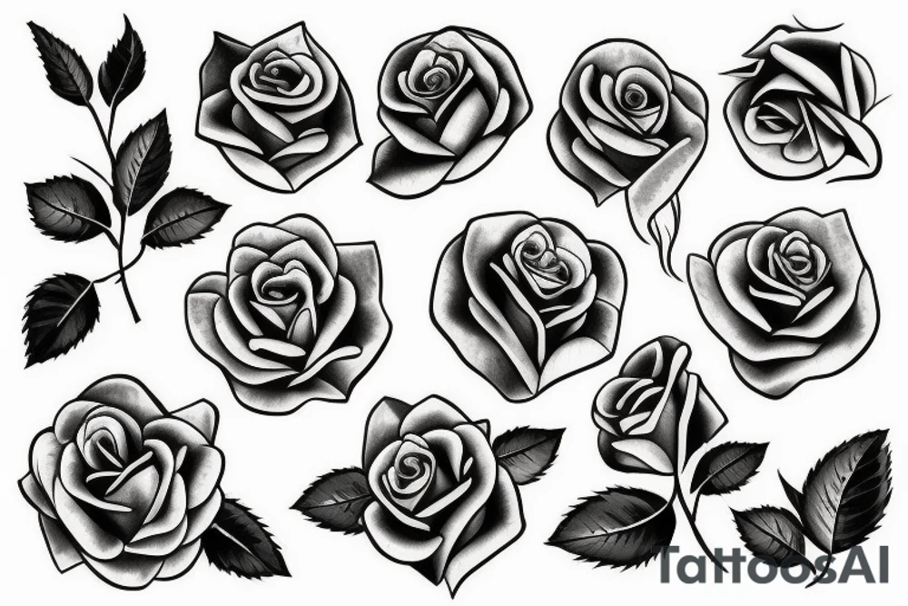 a rose with three leaves tattoo idea