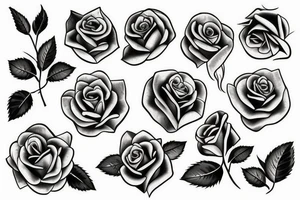 a rose with three leaves tattoo idea