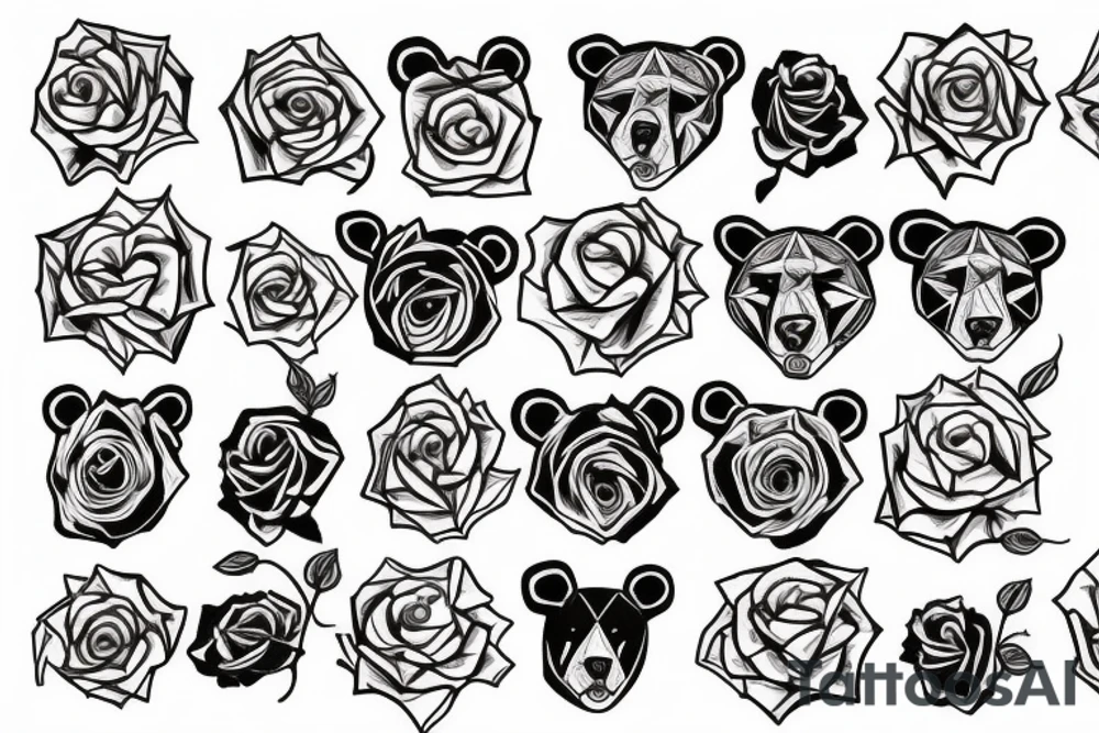Bear rose tattoo idea