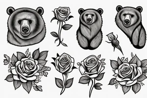Bear holding roses tattoo idea