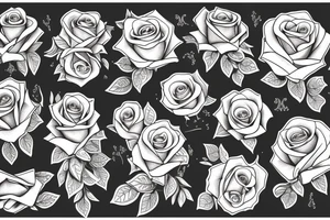 Bear holding roses tattoo idea