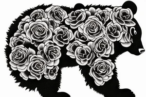 Bear made of roses tattoo idea