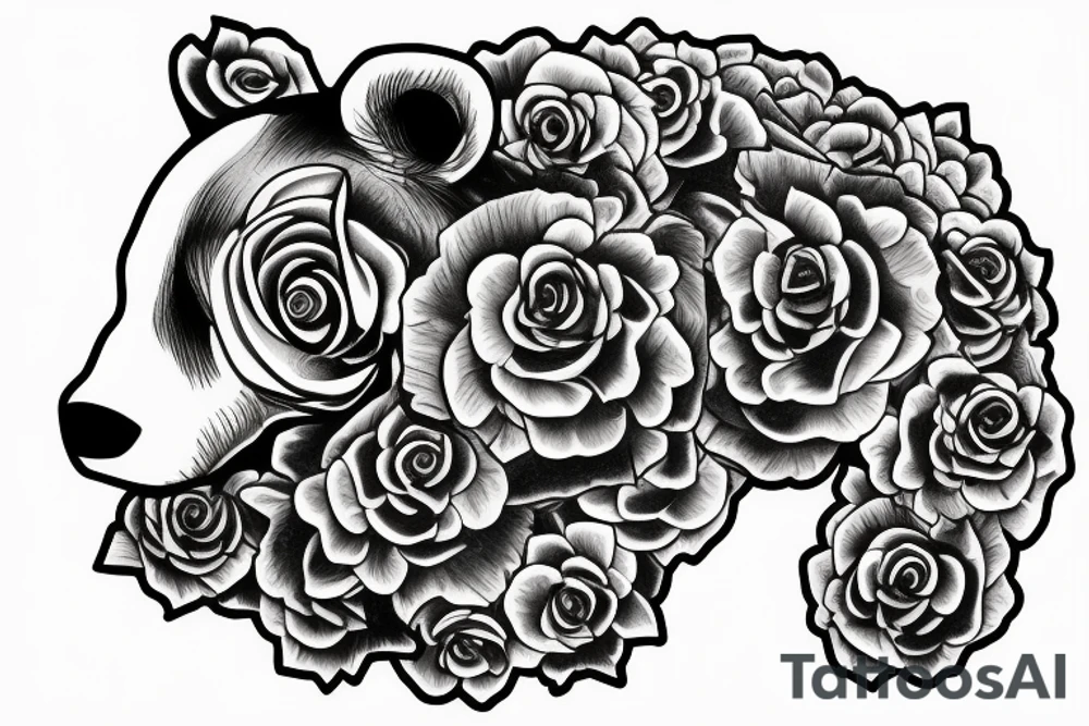 Bear made of roses tattoo idea