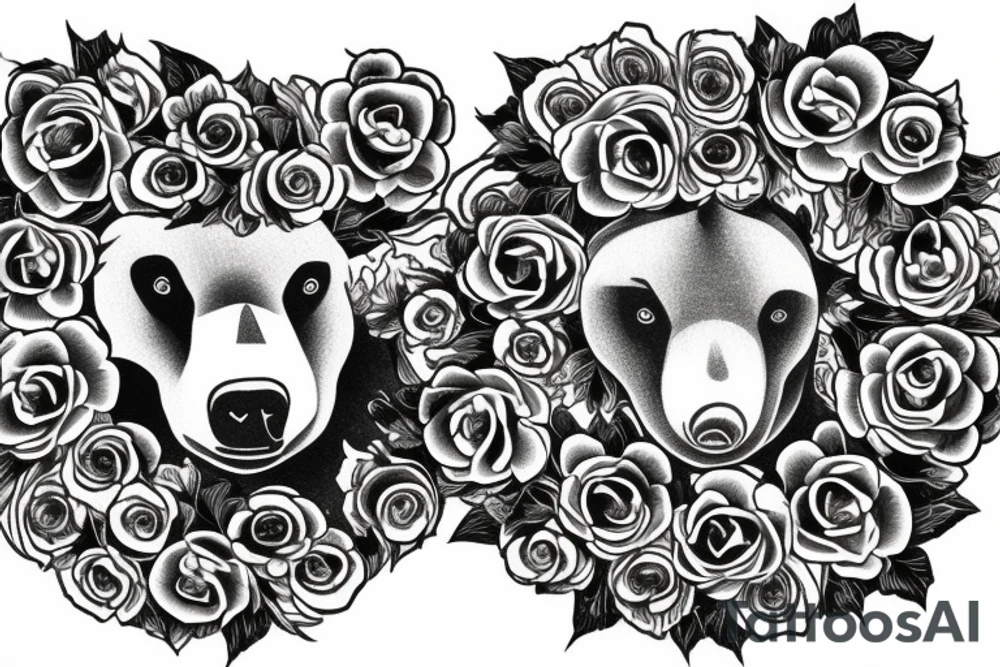 Bear made of roses tattoo idea