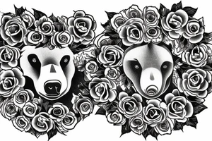 Bear made of roses tattoo idea