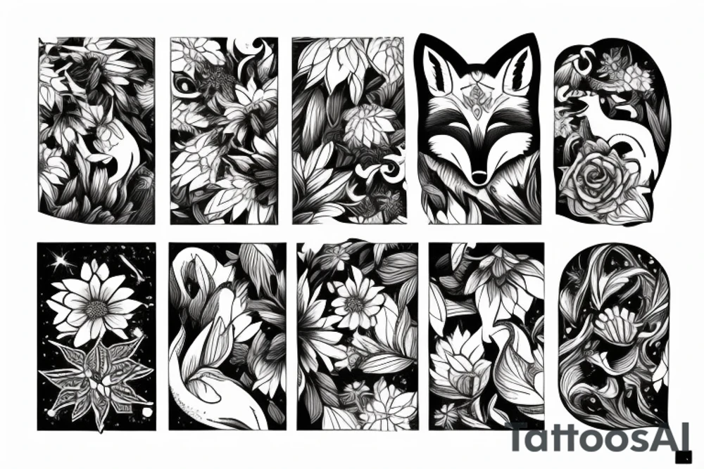 Fox made of dahlias tattoo idea