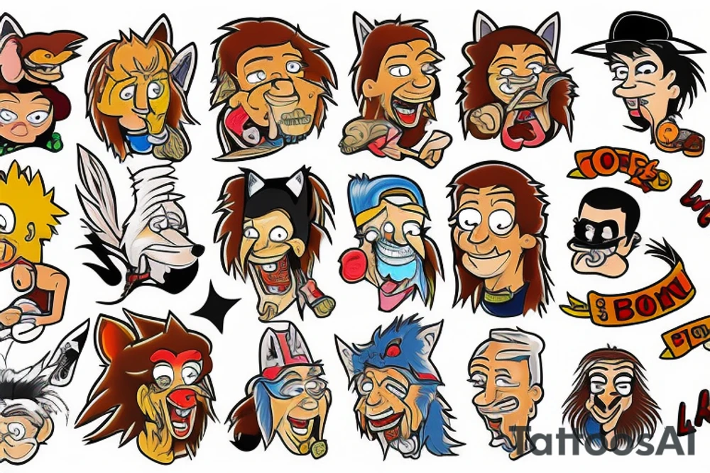 Tom and jery, coyote and road runner, bart and lisa tattoo idea